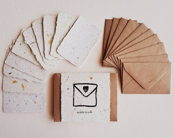 10 Hand made Mini Cards with Envelopes, recycled Card Set, Mini Gift Cards, Homemade Cards, Florist's cards, Mini Blank Cards with Envelopes