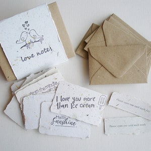 Love Notes with Envelopes. Handmade Paper. Mini Valentine Cards to send to loved one. Long distance relationship gift