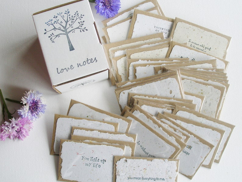 Mini Cards with Envelopes for shops, Handmade Paper, Homemade Messages of love, motivational mini notes for partner, friends, florist, gifts Random Neutral Tones