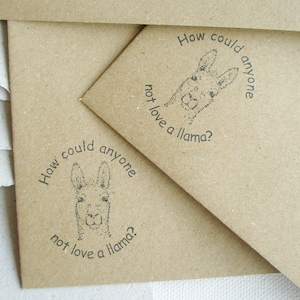 llama letter set 6x4Inch with handmade recycled llama Poo Paper. Writing sheets with envelopes for llama themed party or eco friendly gift