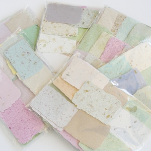 Damaged / Scrap Small Paper Pieces for Art / Craft Project. 30 Pieces Small Rough Handmade Paper. Recycled Scrap Pack.