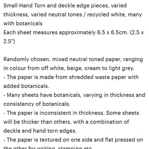 Botanical Handmade Recycled Paper - Neutral Tones, torn and Deckle Edges (2.5x2.5", 100 Sheets) image 10