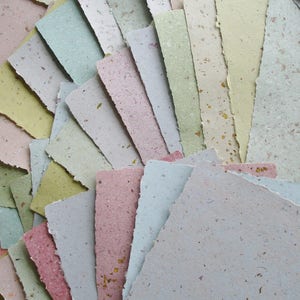 10 Mixed Sheets, A4 Hand Made Recycled Paper, Paper for Craft, Journaling, Printing, Collage, Card Making, Art, Homemade Paper, Deckle Edge