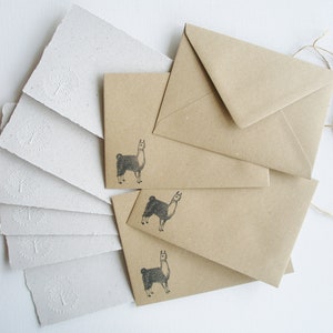 6x4 Inch Llama Poo Paper Letter Set. Handmade writing sheets with stamped envelopes. Gift for llama lover or llama theme party
