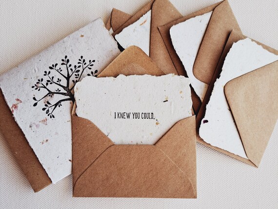 10 Mini 'I knew you could' Cards with Envelopes, Recycled accomplishment, self determination, belief, perseverence, achievement celebration