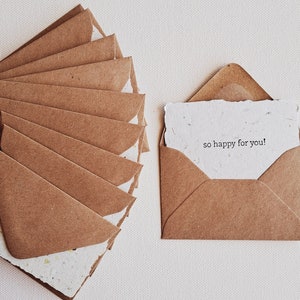 10 Mini "So happy for you" Cards with Envelopes, Recycled accomplishment, achievement and celebration cards