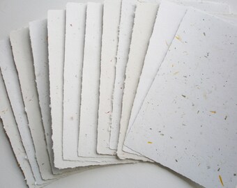 10 A4 Hand Made Recycled Paper Sheets, Neutral Paper for Craft, Journaling paper, Printing Paper, Card Making, Homemade Paper, Deckle Edge