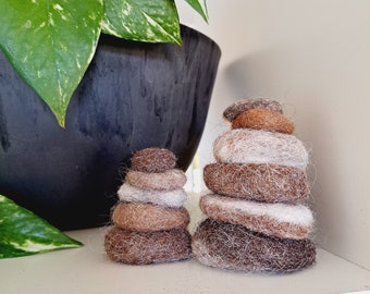 Set of 2 Pebble Stacks. Handmade, hand stitched, felt decor diffusers