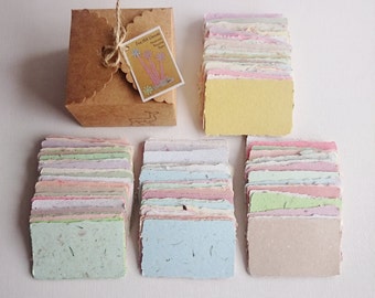 Box of 120 Handmade Business Cards - Blank Recycled Paper, Gift Tags, calling card, florist's card, attendance, place cards