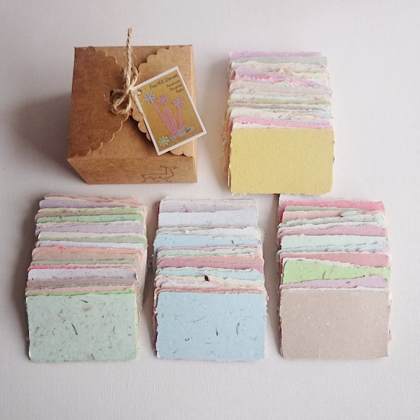 Box of 120 Handmade Business Cards - Blank Recycled Paper, Gift Tags, calling card, florist's card, attendance, place cards