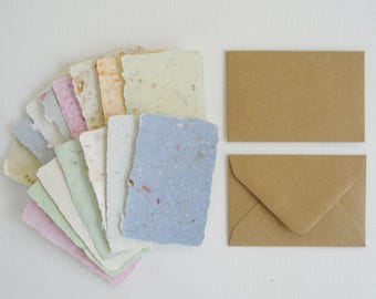 100 Cards with Brown Envelopes, handmade cards with envelopes, Mini Blank Cards and Envelopes, Recycled cards, gift cards, florist's cards