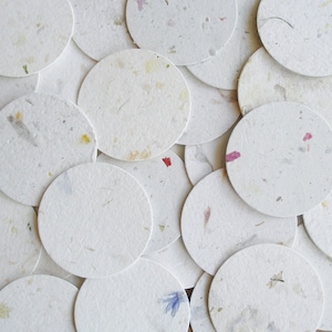 100 Handmade Paper Small Circle Cut Outs. 3.5cm Neutral Tones. Recycled