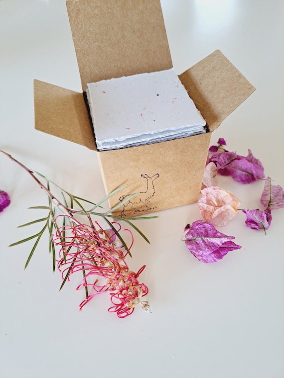 Botanical Handmade Recycled Paper - Neutral Tones, torn and Deckle Edges (2.5x2.5", 100 Sheets)