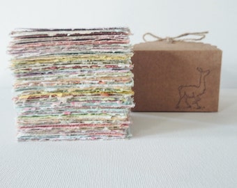 Hand-made Note Paper, Boxed, Hand Torn Recycled Paper, 100 sheets. Stocking Filler, gift boxed