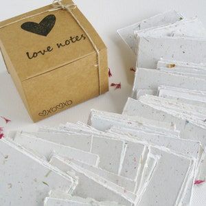 Box of Blank Love Notes. Handmade Recycled Love Note Paper. 120 Small Hand Torn Pieces for Messages