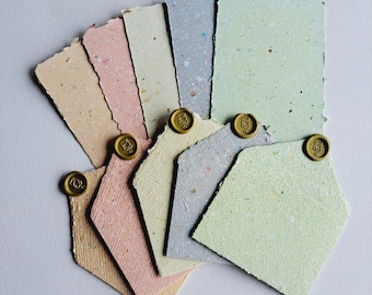MINI Handmade Recycled Paper sheets and envelopes - colourful