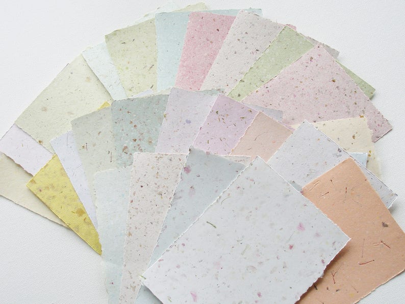 5x7 50 Sheets, Mixed Recycled Paper, Handmade Paper, Botanicals, DIY Wedding Invites, Calligraphy Paper, Letter Paper, Letterpress Stock image 8