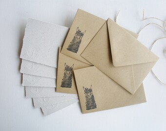 6x4 Inch Llama Poo Paper Letter Set. Home made recycled stationery set for children