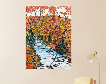 Red Yellow Orange Trees in the Woods Autumn Painting DIGITAL DOWNLOAD High Quality JPG Commercial Use Printable Cottagecore Soothing Art