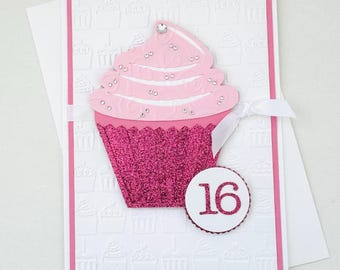 Sweet 16 Birthday Cupcake Card