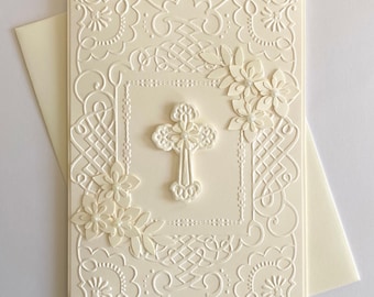 Embossed Cross Sympathy Card