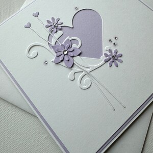 Purple Heart and Flowers Wedding Card - Etsy