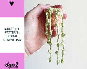 INSTANT DOWNLOAD Step by Step Mini Crochet Plant String of Pearls Pot Hanging Basket Pattern gift for her