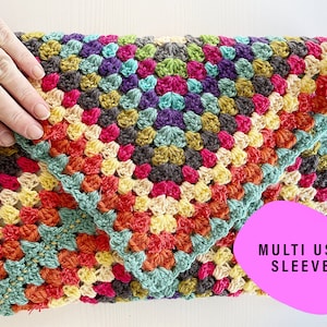 Granny Square Crochet Laptop Protector Sleeve INSTANT DOWNLOAD Step by Step Digital Pattern  kindle tablet handmade retro boho chic vintage