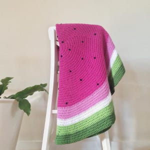 Digitale Häkelanleitung ~ Wassermelone Babydecke ~ Tropischer Sommer Frauen, Picknick, Obst, Märchenwald Kinderzimmer Wiese Märchen Bluey