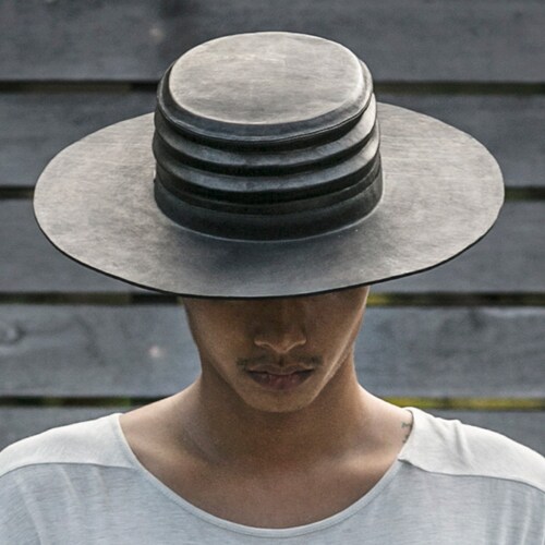 CARAVAN Slate Grey Wide Brim Hat Men 