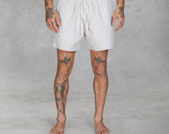 Hand-Painted Stretch Canvas Shorts: Rebel Bone Streetwear with Zipper Pockets