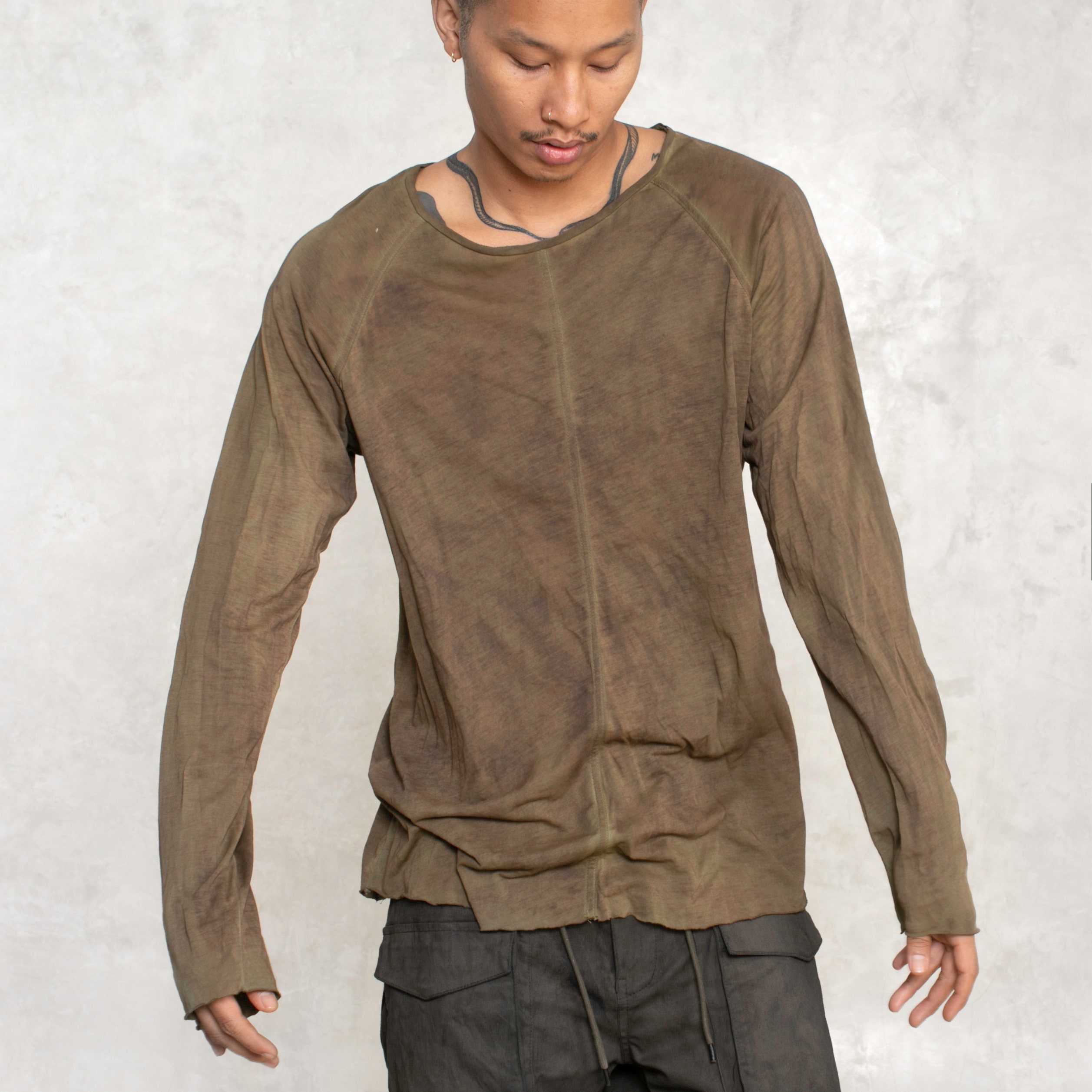 CHANNEL Painted Olive Green LONG SLEEVE 