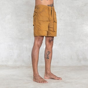 Sale SCOUT Gold MENS SHORTS Hand Painted Stretch Canvas 6 Pocket Hiking Shorts Men's Clothing Modern Cargo Shorts Husband Dad Gift image 3