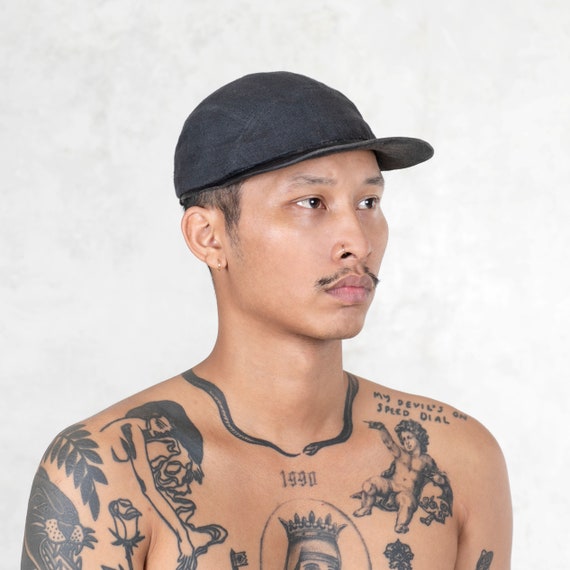 DAD HAT BLACK Linen \u0026 Leather Hat Five 