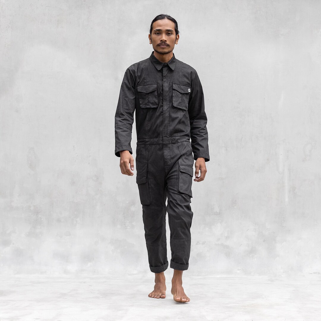 BONE/OFF-WHITE PAINTER'S COVERALL JUMPSUIT