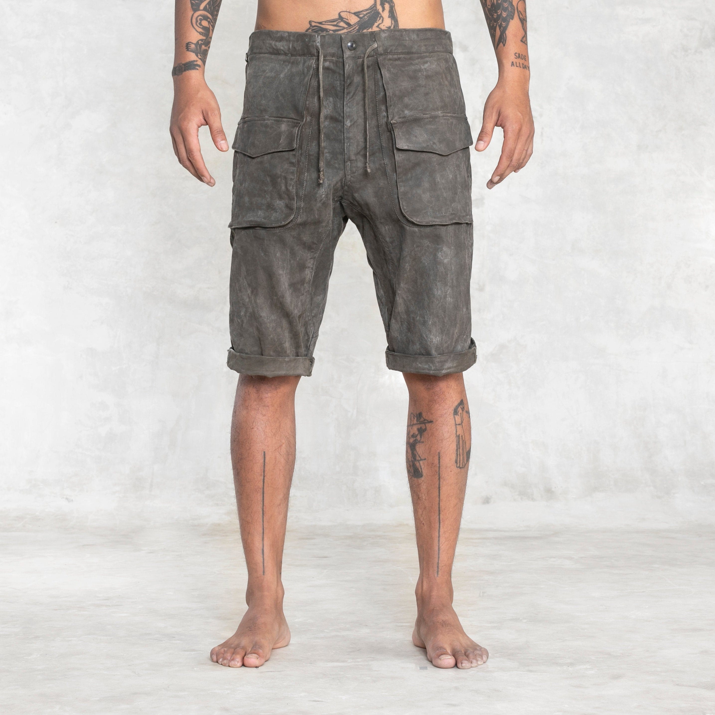 GRIT MENS SHORTS Olive Green Hand 