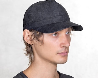 Cappellino da baseball in tela cerata – Cappello da viaggio nero resistente all'acqua, fatto a mano