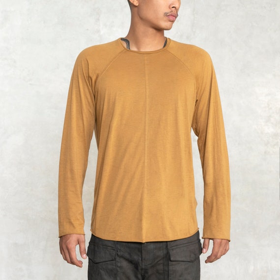 Sale CHANNEL GOLD Long Sleeve SHIRT Hand Dyed Boat Neck Tee Base