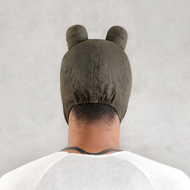 ROO AVIATOR MASK Olive Green Horned Aviator Cap Stretch Etsy