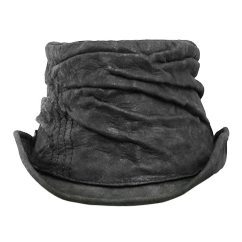 TIP TOP HAT Crunched Blamo Clothing Goat Leather Top Hat Etsy
