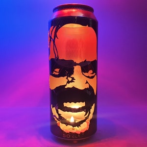 Jack Nicholson The Shining Beer Can Lantern: Pop Art Portrait Candle Lamp Unique Gift image 5