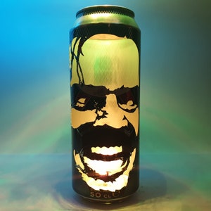 Jack Nicholson The Shining Beer Can Lantern: Pop Art Portrait Candle Lamp Unique Gift image 9