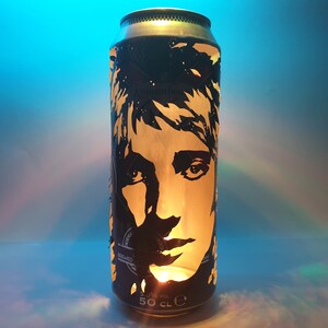 Rod Stewart Beer Can Lantern: The Faces Mod Pop Art Portrait Candle Lamp Unique Gift image 2