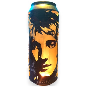 Rod Stewart Beer Can Lantern: The Faces Mod Pop Art Portrait Candle Lamp Unique Gift image 1