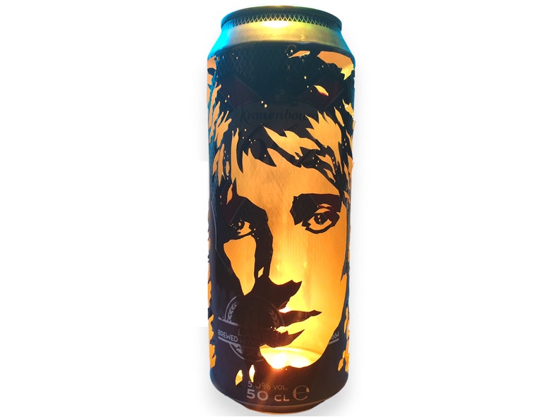 Rod Stewart Beer Can Lantern: The Faces Mod Pop Art Portrait Candle Lamp Unique Gift image 1