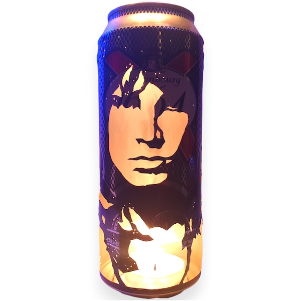 Jim Morrison Beer Can Lantern! The Doors Pop Art Portrait Candle Lamp - Unique Gift!