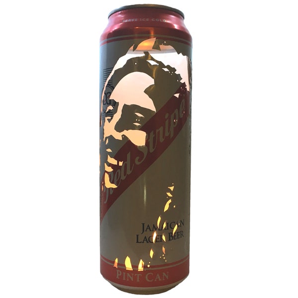 Bob Marley Beer Can Lantern! Jamaica Red Stripe Reggae Pop Art Portrait Lamp - Unique Gift!