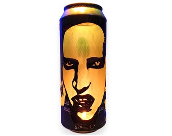 Marilyn Manson Beer Can Lantern: Industrial Goth Metal Pop Art Lamp - Unique Gift!