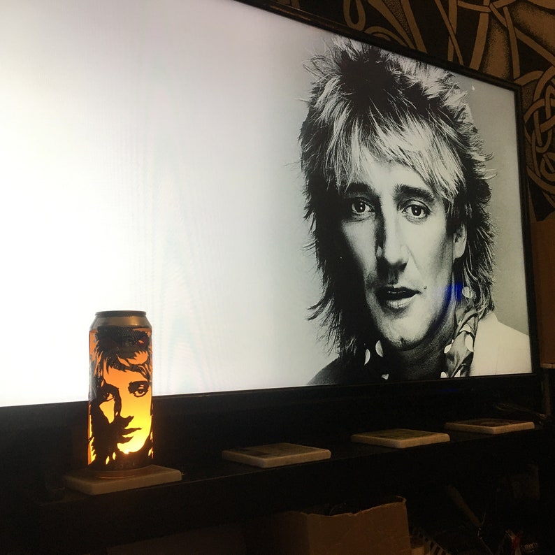 Rod Stewart Beer Can Lantern: The Faces Mod Pop Art Portrait Candle Lamp Unique Gift image 6