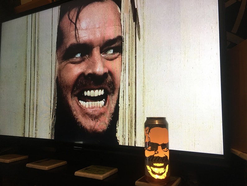 Jack Nicholson The Shining Beer Can Lantern: Pop Art Portrait Candle Lamp Unique Gift image 6